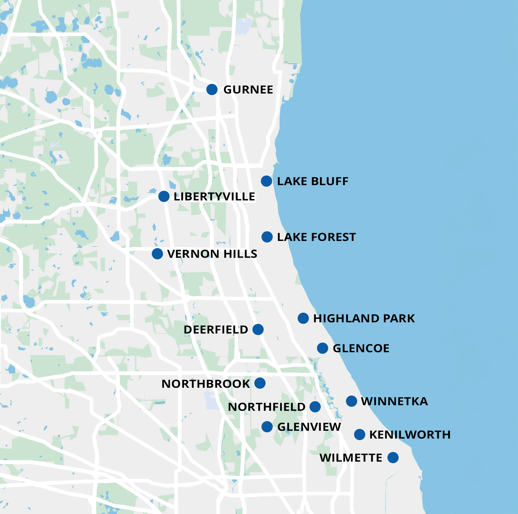 map of the north shore area
